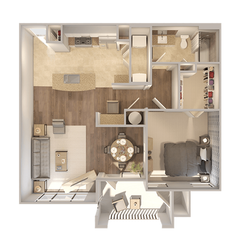 Floor plan for 1 bed, 1 bath, 823 sqft
